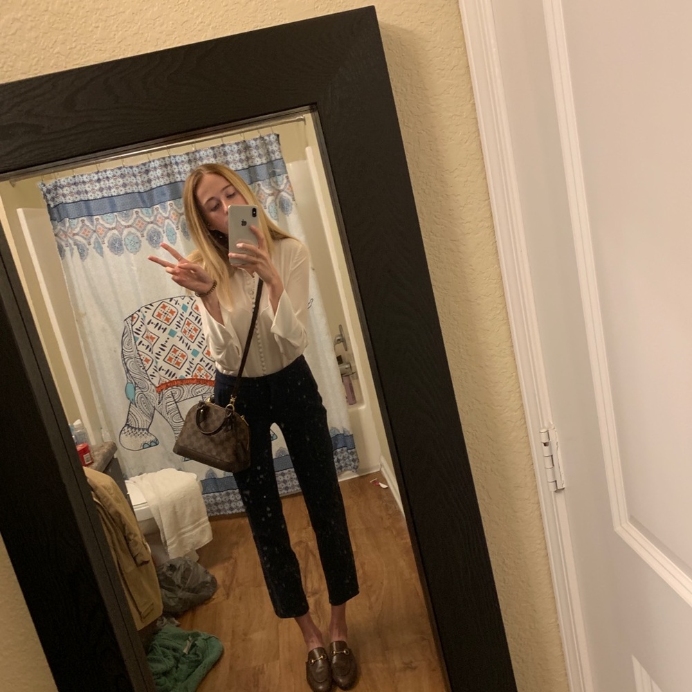 silk white button down collared shirt